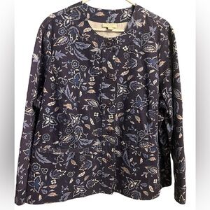 Women's Appleseeds Plus Size Navy Flowered 100% Cotton Jacket size 22w